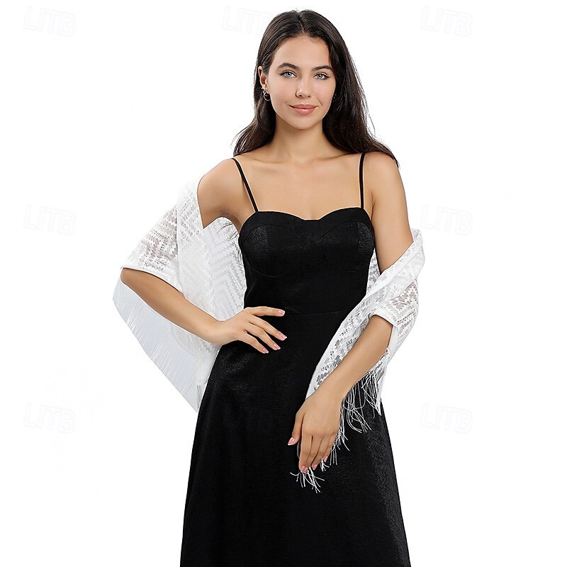 écharpe en dentelle ondulée robe de mariée robe de soirée châle en dentelle soirée dansante écharpe polyvalente pour femme de 2025 ? $19.49 –P5