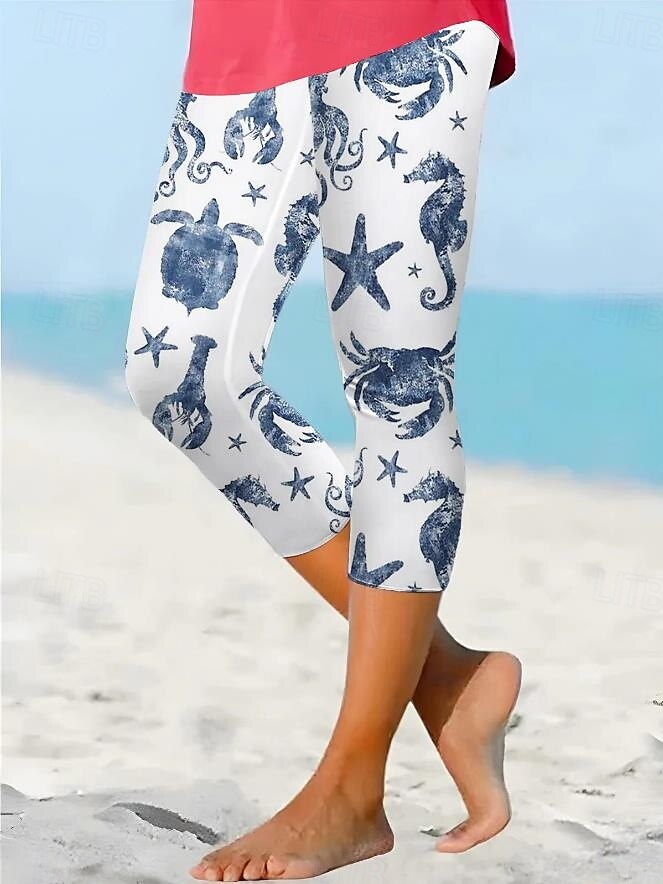 Damleggings capribyxor hög elastisk mode streetwear full längd hög midja havstryck termisk varm andas mjuk utomhus daglig mjölkvit höst vinter vanlig passform 2025 - $18.99 –P1