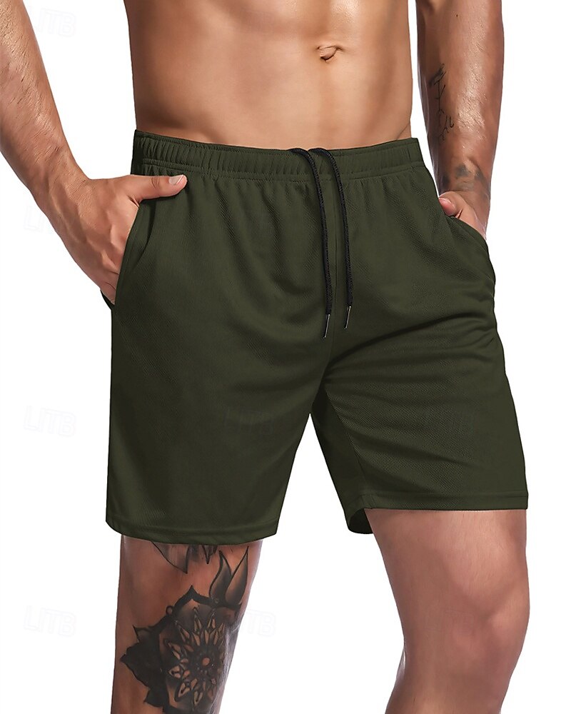 Homens Shorts ativos Shorts de moletom Calção Shorts de verão Bolsos Com Cordão Cintura elástica Tecido Conforto Curto Esportes Diário Para Noite Moda Casual Preto Verde Tropa Micro-Elástica de 2025 por $13.99 –P5