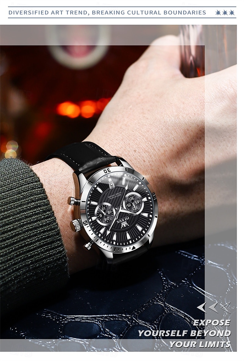 New Olevs Men'S Business Watch Chronograph Calendar 24-Hour Indicator Multi-Functional Quartz Watch Fashion Trend Waterproof Sports Watch 2025 - $35.99 –P11