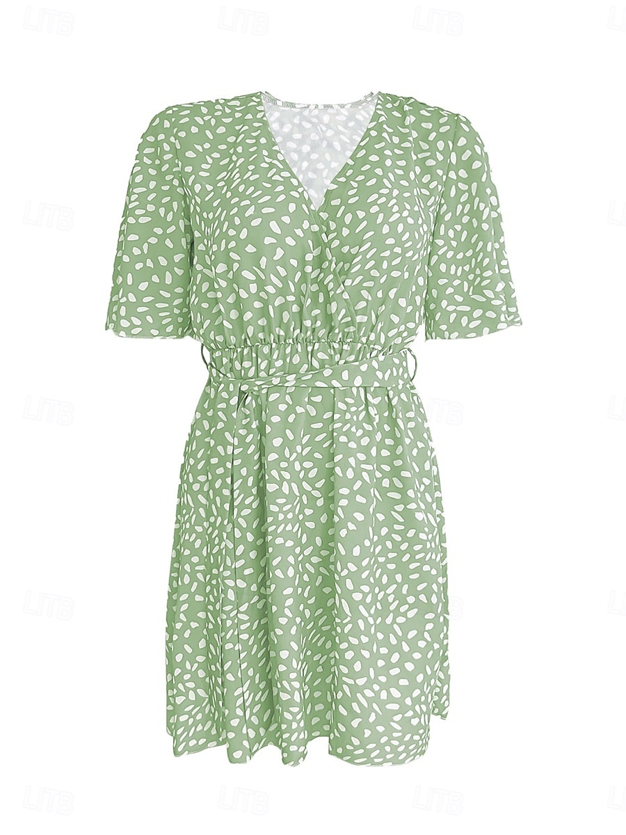 Women's Mini Dress Corset Dress A Line Dress Casual Vacation Casual Daily Regular Fit Graphic Short Sleeve V Neck Black Green Summer Spring 2025 - $29.99 –P7