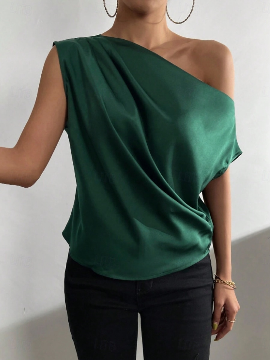 Women's Camisole Tank Top Solid Color Business Modern Casual Sleeveless Asymmetrical Regular Tops Work Formal Wear Black Pink Brown Green Beige Summer Spring 2025 - $19.99 –P1
