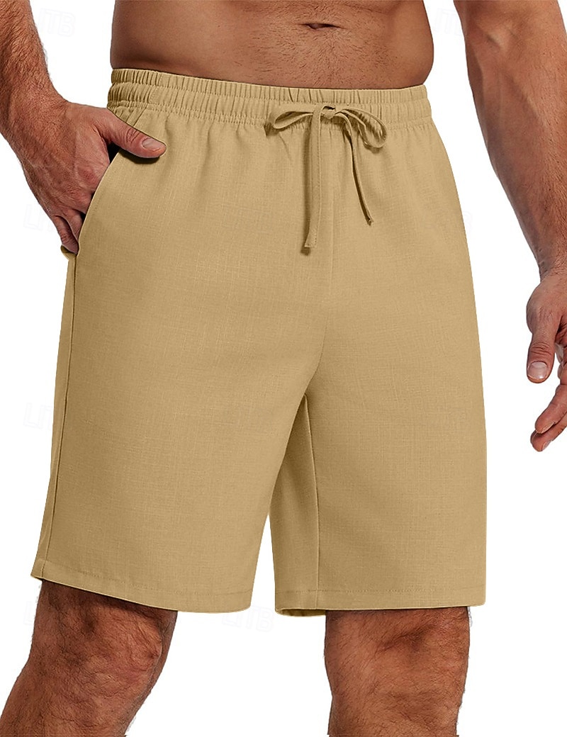 Per uomo Shorts Shorts di Lino Pantaloncini Estivi Shorts da Spiaggia Coulisse Elastico in vita Gamba Dritta Semplice Traspirante Lunghezza al ginocchio Yoga Quotidiano Spiaggia Moda Athleisure Nero del 2026 a $18.99 –P4