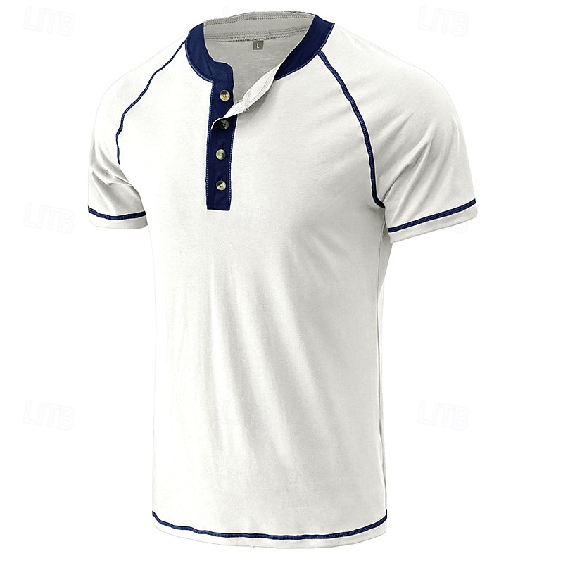 Men's Button T Shirt T Shirt Henley Shirt Short Sleeve Shirt Short Sleeve Henley Summer Color Block Solid / Plain Color Fashion Designer Fashion Vacation Street Going out Dark Grey Wine Black Top Tee 2025 - $26.99 –P7
