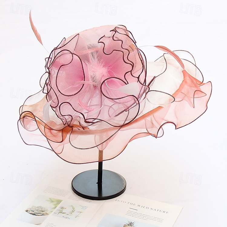 hattar Organza Solhatt Kvällsfest Helgdag Tebjudning cocktail Elegant Vintage söt stil Med Blomma Hårbonad Huvudbonader 2026 - $43.99 –P9