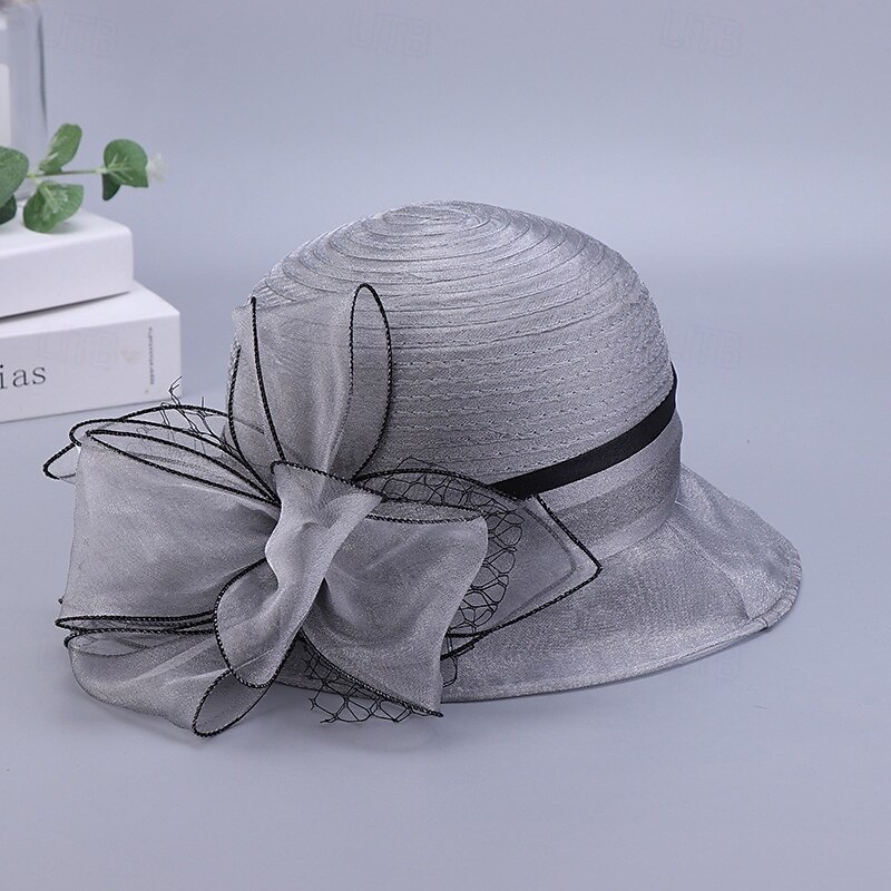 Klobouky Organza Kbelík Čajový dýchánek Dostih koktejl Elegantní Vinobraní Roztomilý S Květiny Přílba Pokrývky Hlavy 2025 - $17.99 –P10