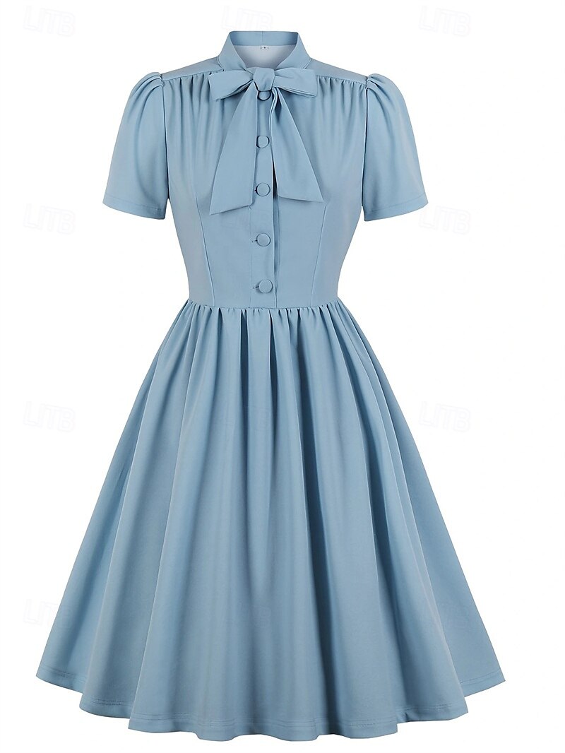 Elegantní 50. léta Retro Ke kolenům Šaty A-Line šaty Čajové šaty Pevná barva A-Linie Dámské Vánoce Karneval Nový rok Maturita Denní nošení loučení se svobodou nevěsty Dospělé Šaty pro návrat domů Léto 2025 - $34.99 –P9