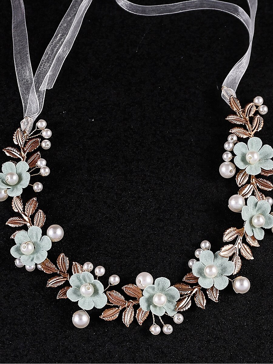 pannebånd Tøy Bryllup Elegant Årgang Med Perle Blomster Hodeplagg Hodeplagg 2025 - $19.99 –P5