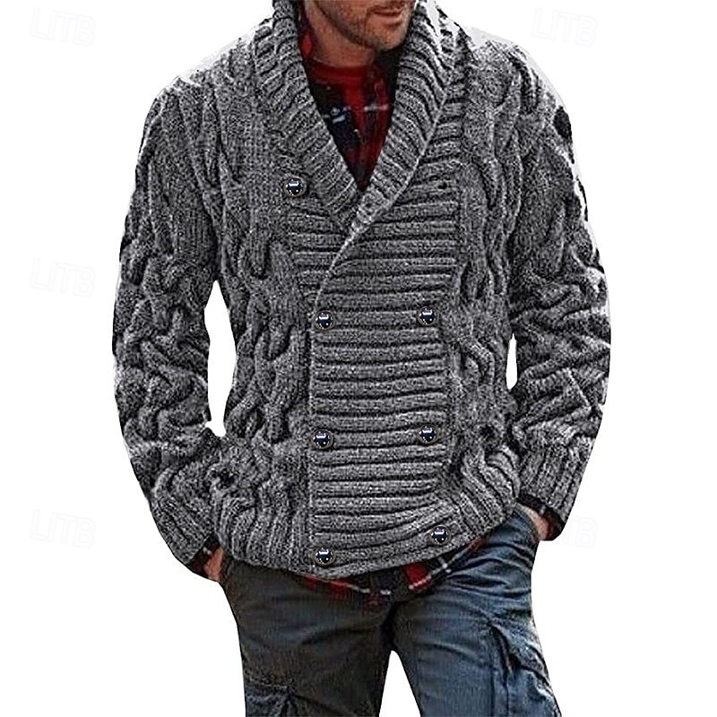 Per uomo Felpa Cardigan Maglione corto Cavi Maglia Lavorato a maglia Tinta unica Colletto Moda Stile vintage Giornaliero Abbigliamento Autunno Inverno Nero Verde militare S M L del 2026 a $45.99 –P4
