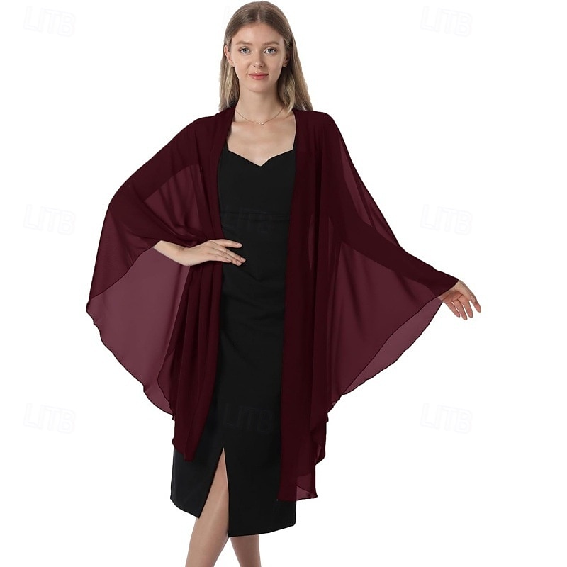 scialli e mantelle in chiffon, scialle per feste di nozze, sciarpa per donna, abito da sera da sposa, abiti per occasioni speciali del 2025 a $29.99 –P7