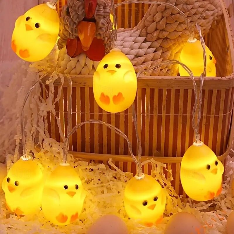 velikonoční řetězová světla králičí kuřátko víla 1,5 m 10 LED na baterie domácí zahrada balkon pokoj dovolená velikonoční párty dekorace závěsná světla 2025 - $9.99 –P4