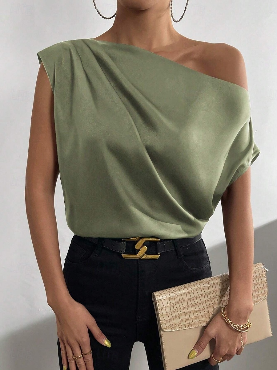 Women's Camisole Tank Top Solid Color Casual Sleeveless Crew Neck Regular Tops Daily Print Grass Green Green Beige Summer Spring 2025 - $25.99 –P11