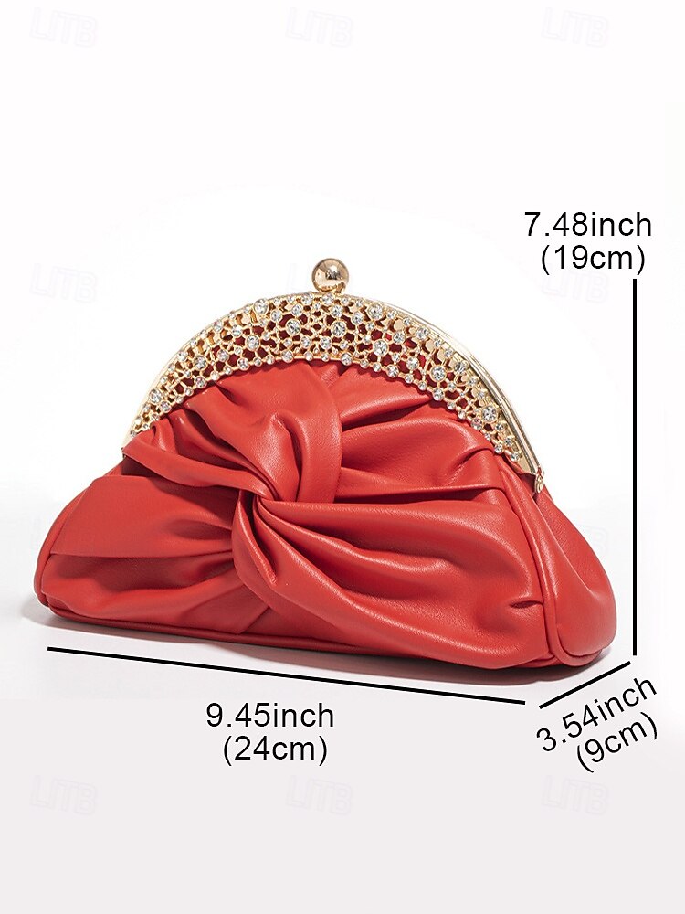 Women's Faux Leather Evening Clutch Bag – Rhinestone Embellished Vintage Knot Design Purse for Weddings, Parties and Formal Events Color Silver Black White 2025 - $29.99 –P6