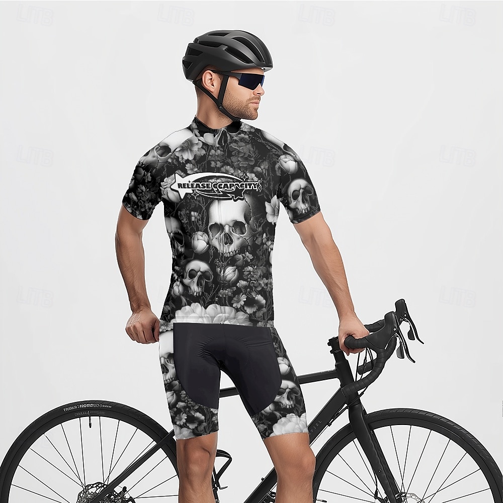 Homme Maillot de cyclisme Crâne Manche Courte Cyclisme T-shirt Maillot avec 3 poches arrière VTT Vélo tout terrain Séchage Rapide Design Anatomique Évacuation de l'Humidité Respirant Des sports Noir de 2025 ? $25.99 –P4