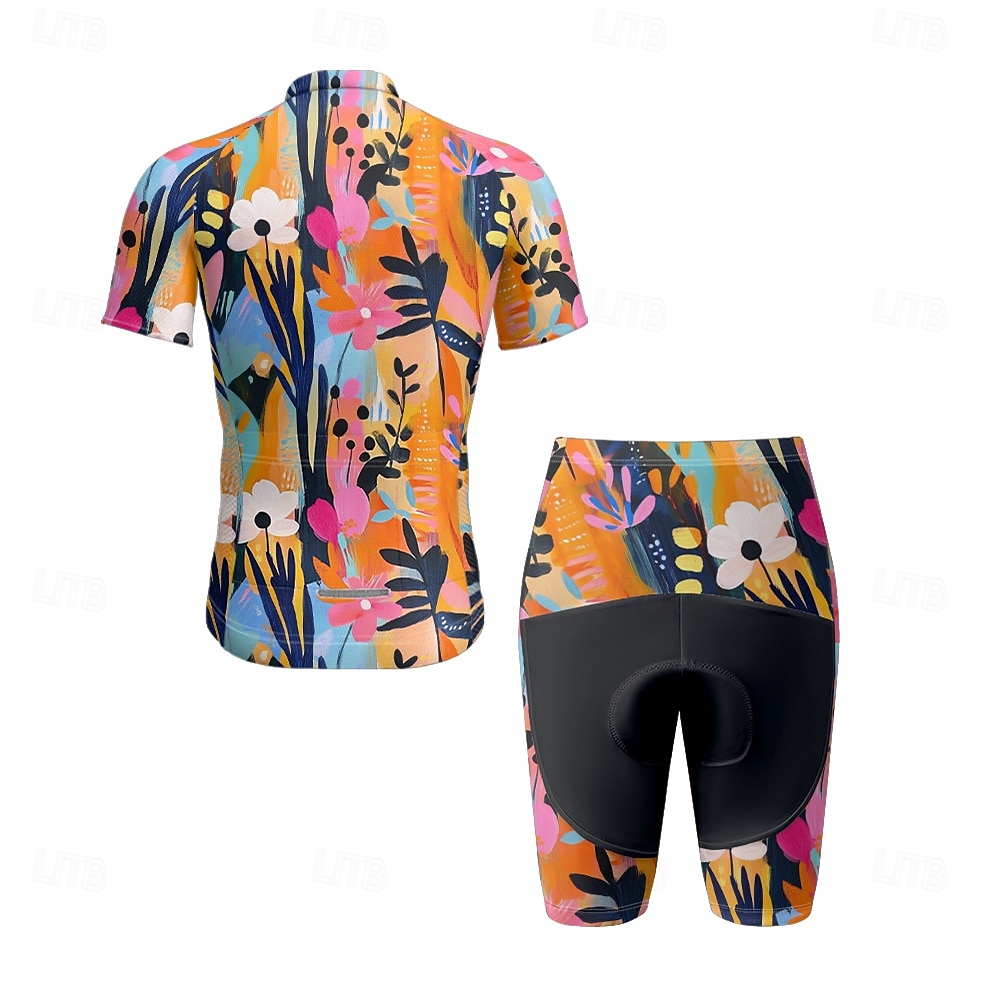 Men's Cycling Jersey with Shorts Floral Botanical Short Sleeve Bike Clothing Suit with 3 Rear Pockets Mountain Bike MTB Road Bike Cycling Front Zipper Sweat wicking Comfortable Breathable Sports 2025 - $47.99 –P1