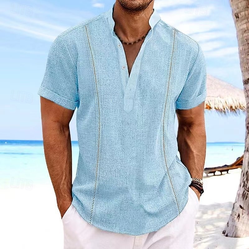 Per uomo Camicia Camicia di lino Camicia casual Camicia con Bottoni Camicia di cotone Semplice Vacanza Streetwear Nero Bianco Rosa Cachi Manica Corta Colletto alla coreana Estate Abbigliamento del 2025 a $23.99 –P1