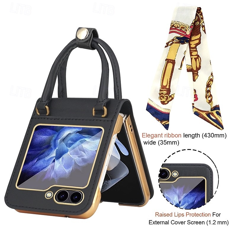 Phone Case For Samsung Galaxy Z Flip 6 Z Flip 5 Z Flip 4 Z Flip 3 Back Cover with Wrist Strap Shockproof Retro PU Leather 2025 - $35.99 –P4