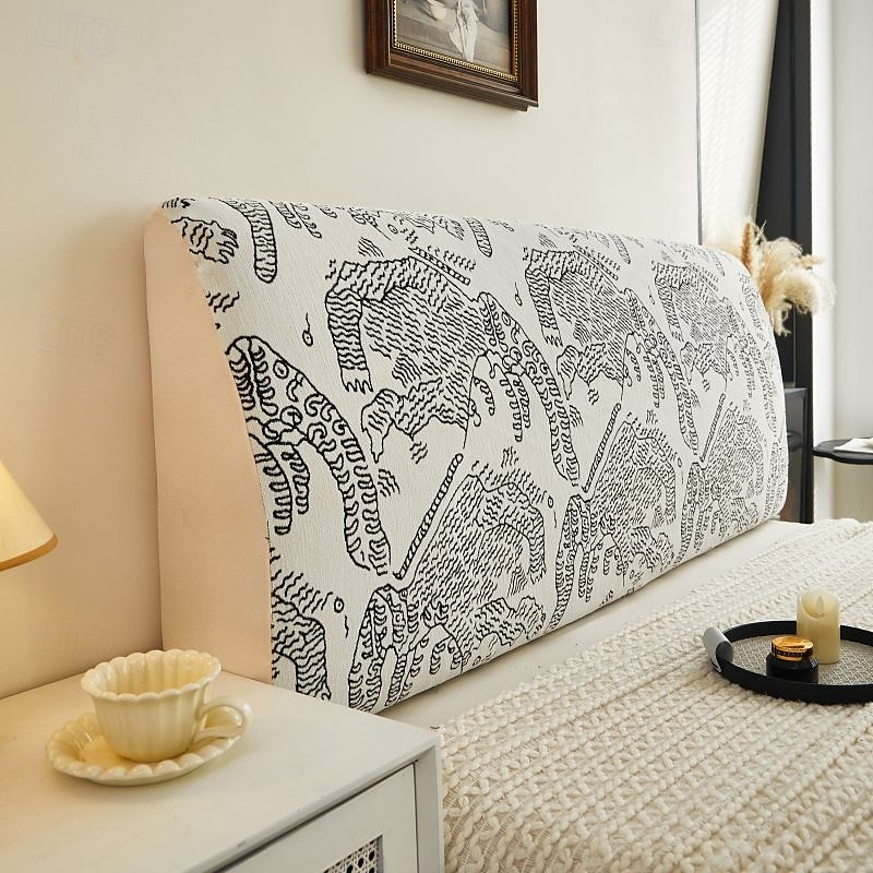 1pc Chenille Bed Headboard Cover Solid Color Elastic Bed Head Slipcover Leaves Printed All-inclusive Bed Backrest Cover Bedroom Available on Both Sides Headboard Cover 2025 - $25.99 –P11
