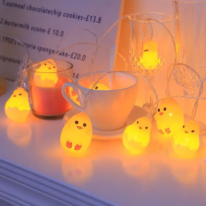 velikonoční řetězová světla králičí kuřátko víla 1,5 m 10 LED na baterie domácí zahrada balkon pokoj dovolená velikonoční párty dekorace závěsná světla 2025 - $9.99 –P7