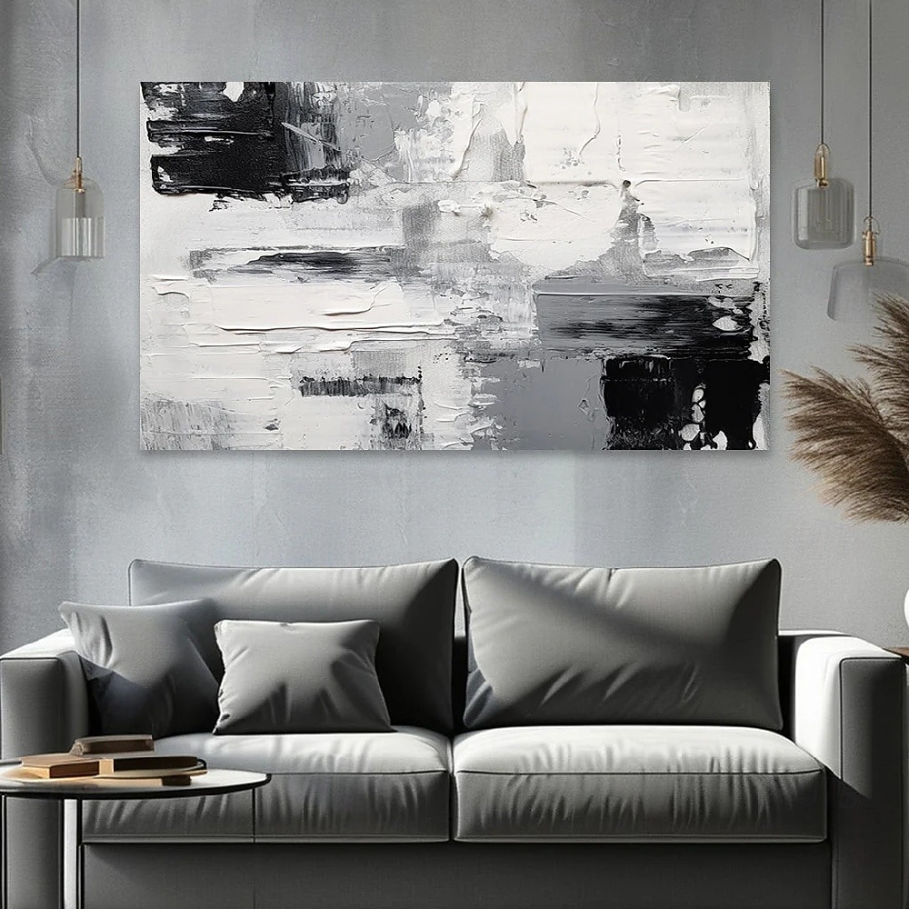 großes schwarzes abstraktes Ölgemälde, handgemalt, grau-goldenes Gemälde, handgefertigtes Gemälde, moderne Bürokunst, Wandgemälde für Wohnzimmer, Schlafzimmer, Büro, Wanddekoration 2025 - $116.99 –P1
