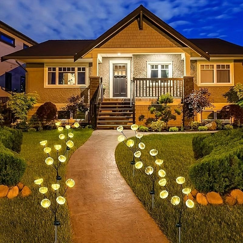 2 piezas de medusas de fibra solar para exteriores, luz enchufable para patio, jardín, césped, camino, boda, festival, ambiente decorativo 2026 - $32.99 –P9