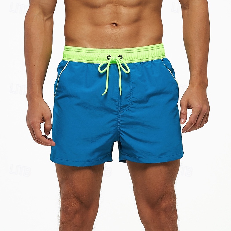 Homens Calção Justo de Natação Shorts de Natação Bermuda de Surf Calças Com Cordão Com bolsos Natação Surfe Praia Esportes Aquáticos Retalhos Cor Sólida Verão Primavera de 2025 por $25.99 –P5