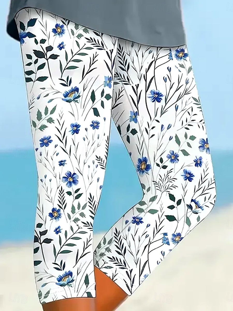 Pantaloni Capri Leggings pentru Femei cu Elasticitate Ridicată Modă Fashion Îmbrăcăminte de Stradă Lungime Până la Gambe Talie Înaltă Imprimare Florală Grafică Respirabili Moale Exterior Zilnic 2025 - $18.99 –P2