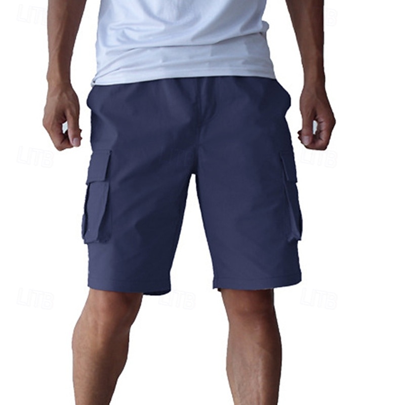 Homens Bermuda Cargo Calção Shorts de verão Shorts de Trilha Com Cordão Cintura elástica Bolso multi Tecido Conforto Vestível Comprimento do joelho Ao ar livre Esporte Diário Moda Casual Preto Azul de 2025 por $21.99 –P8