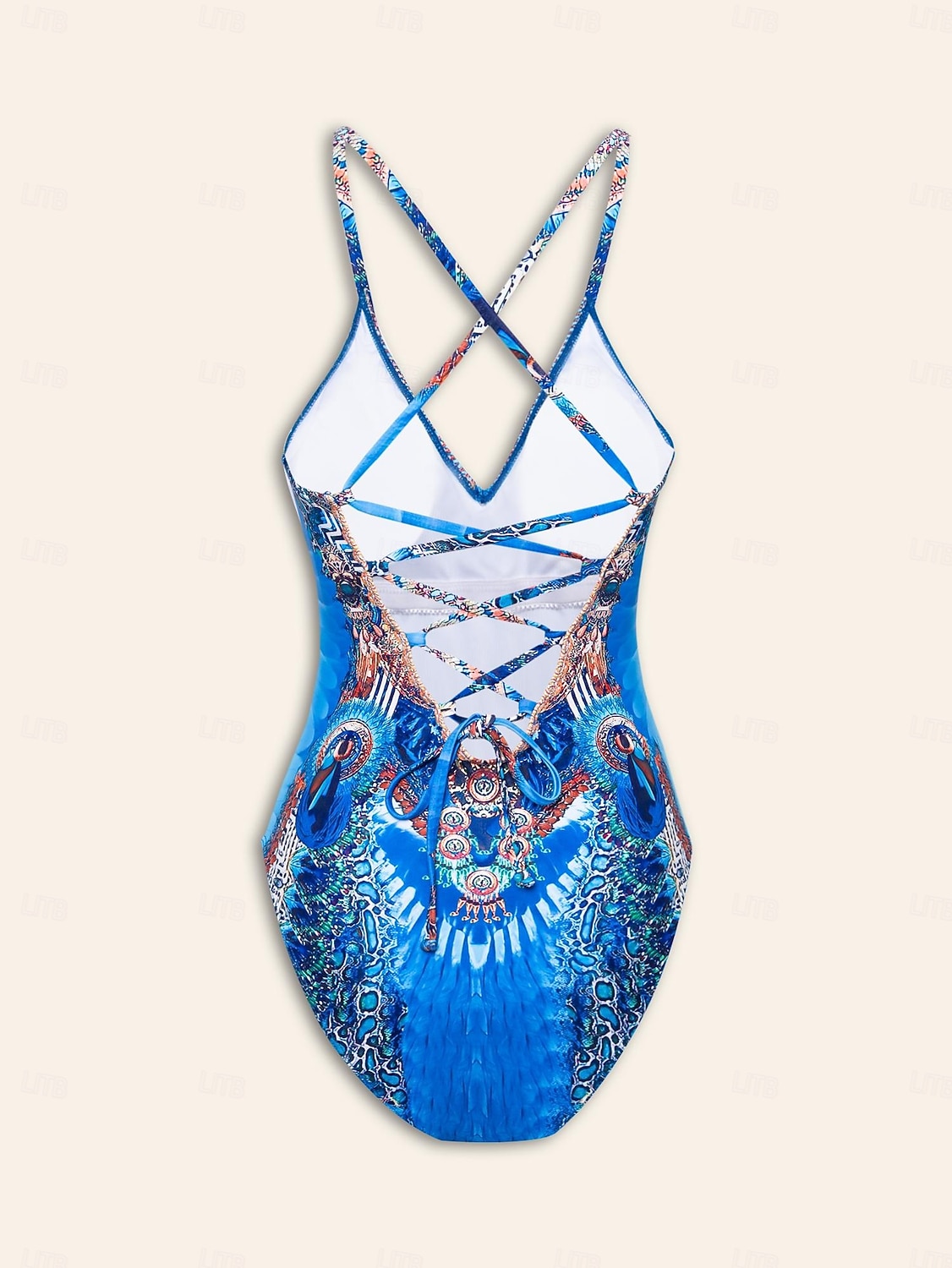 Maiô de férias com estampa de leopardo e penas, tecido elástico de alta elasticidade e amarração nas costas. de 2026 por $44.99 –P11