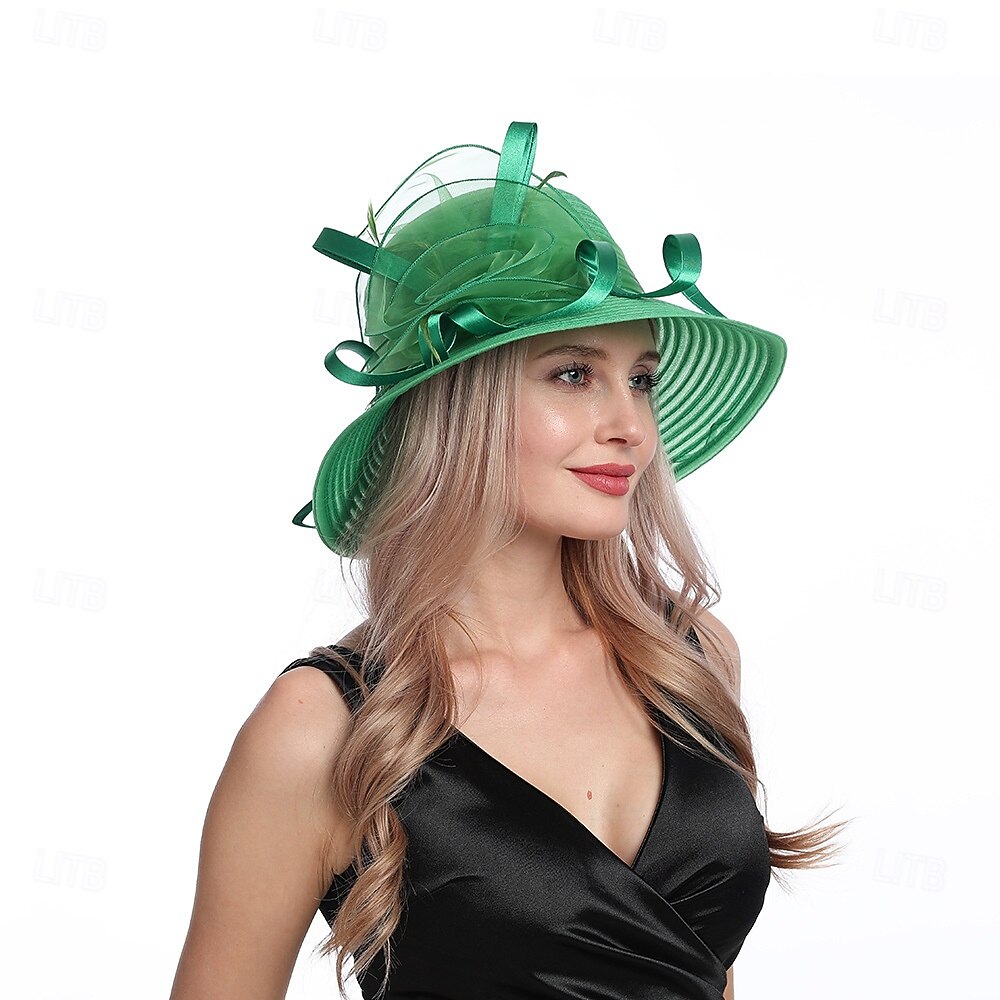 женская церковная крещение свадьба шляпа-колокольчик чаепитие дерби платье шляпы-котелки 2025 - $34.99 –P11