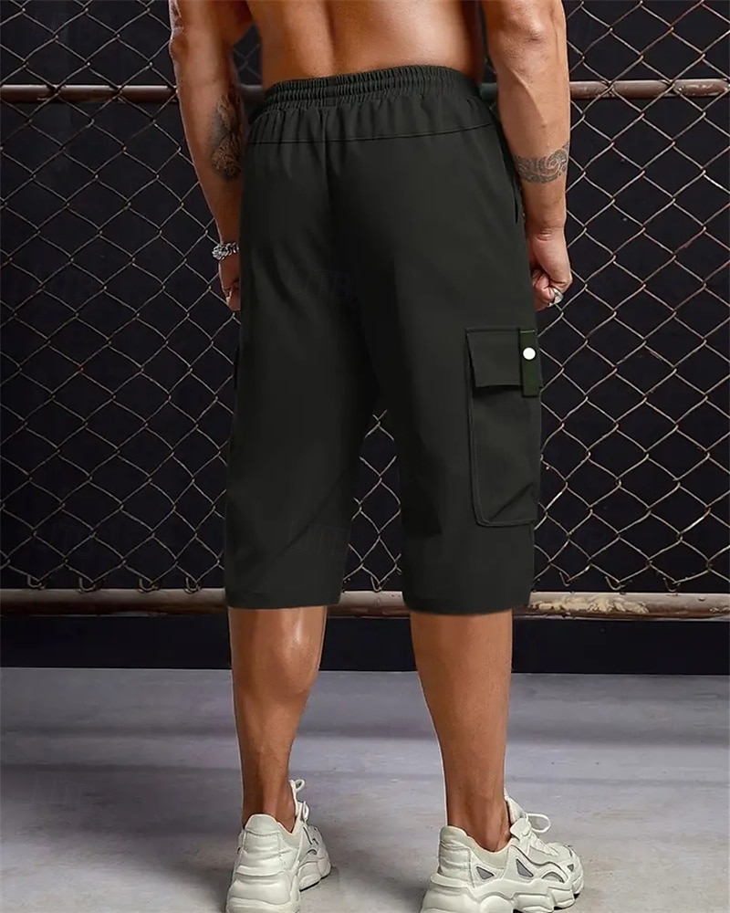Ανδρικά Σορτς φορτίου Καλοκαιρινό σορτς σορτς κάπρι Κορδόνι Ελαστική μέση Πολλαπλή τσέπη Σκέτο Άνεση Φοριέται Μήκος μοσχάρι ΕΞΩΤΕΡΙΚΟΥ ΧΩΡΟΥ Αθλημα Καθημερινά Μοντέρνα Καθημερινό Μαύρο Χακί 2026 - $26.99 –P7