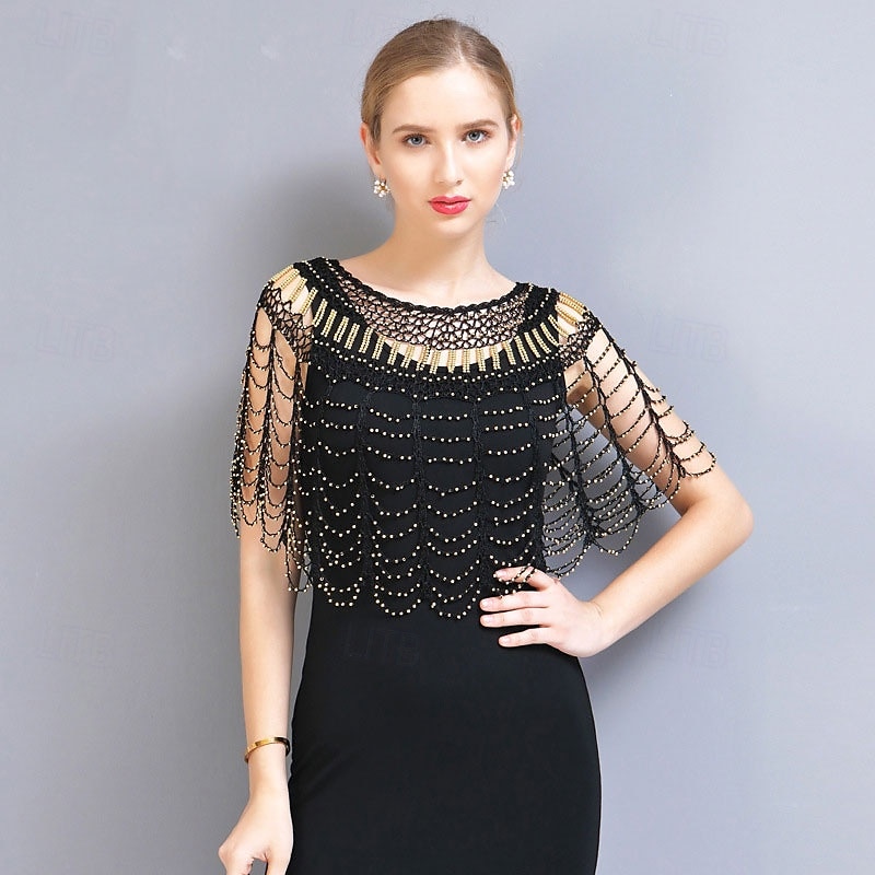 1920-tallet kvinner sjal wraps paljett perler brudesjal flapper aftenkappe 2025 - $26.99 –P5