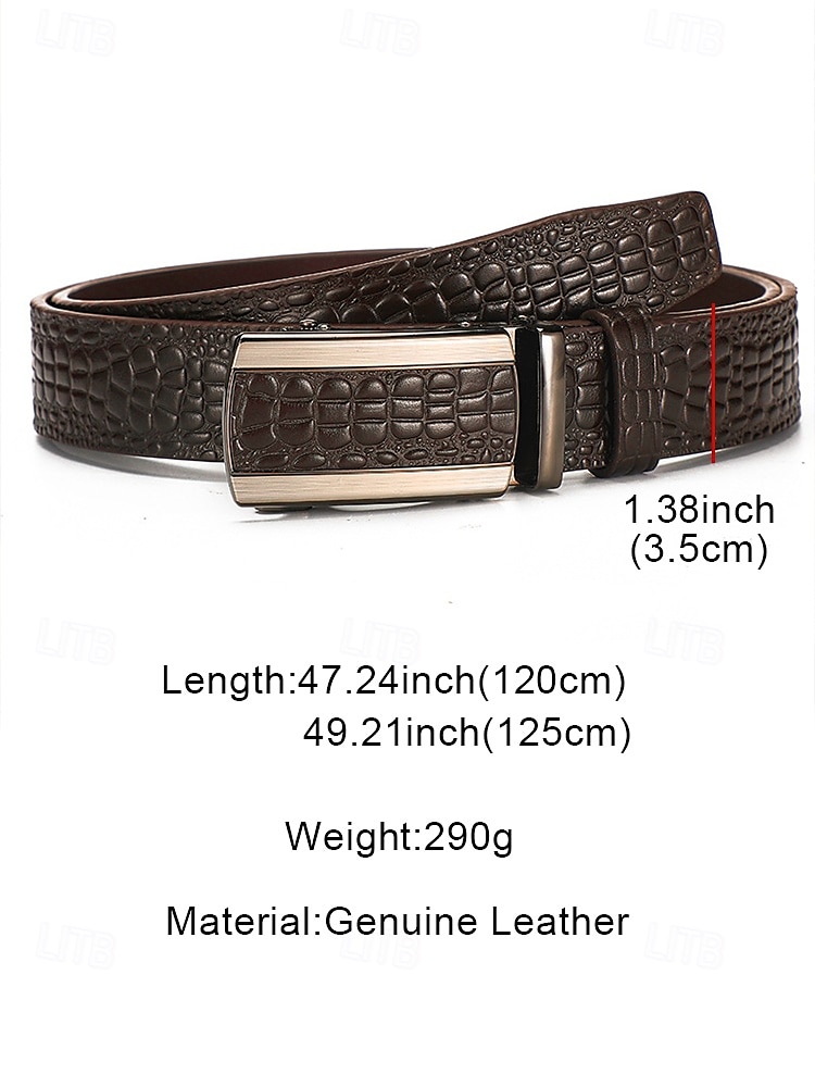 Men's Genuine Leather Crocodile Pattern Belt – Automatic Buckle, Luxury Business & Casual Dress Belt, Adjustable for Work, Weddings & Formal Events 2025 - $26.99 –P7
