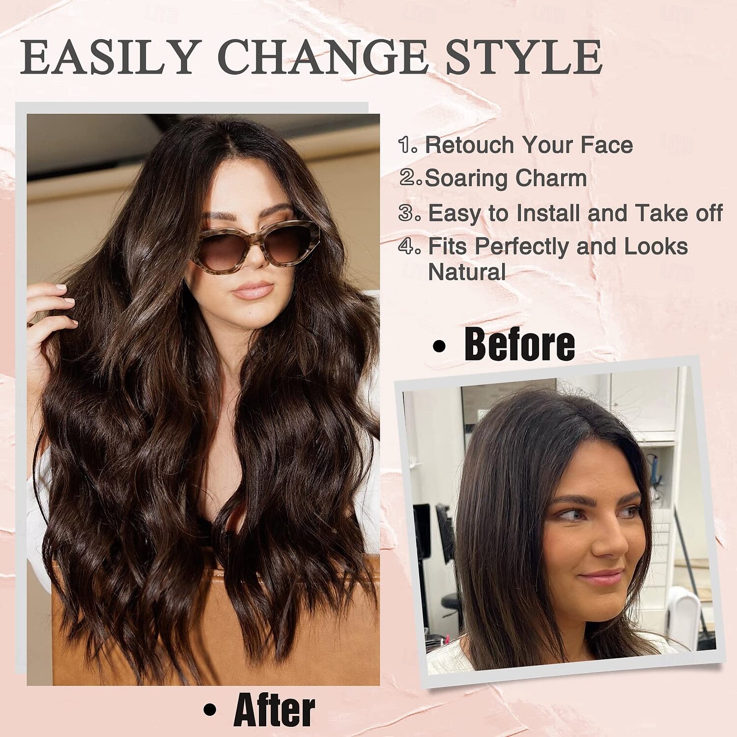 Wig for Women Long Wavy Wigs Women, Natural Looking Hair Wigs, Heat Resistant Brown Synthetic Wig, Middle Part Hair Replacement Wigs for Daily Party Use 2025 - $29.99 –P4