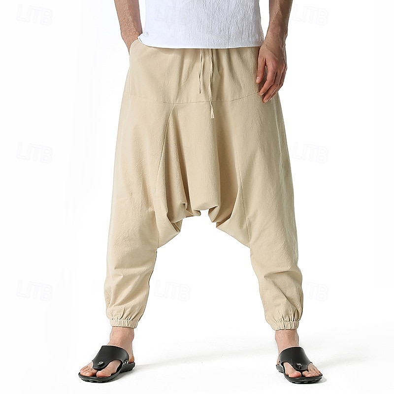 Hombre Persona que practica jogging Pantalones de algodón Pantalones Pantalones de playa Pantalones Harem Bolsillo Correa Cintura elástica Plano Comodidad Transpirable Vacaciones Diario Festivos 2025 - $23.99 –P12