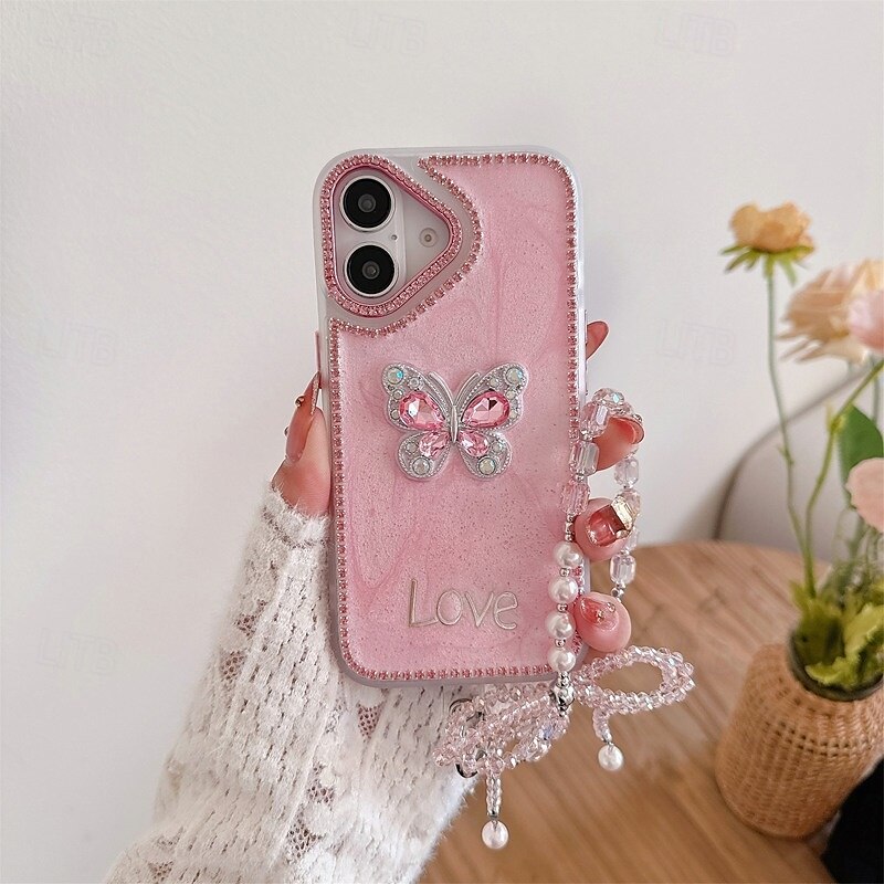 Phone Case For iPhone 16 iPhone 16 Pro iPhone 16 Pro Max iPhone 15 iPhone 15 Pro Max iPhone 14 Pro Max iPhone 13 12 Pro Max Back Cover with Wrist Strap Bling Glitter Shiny Shockproof Retro Silicone 2025 - $19.99 –P11