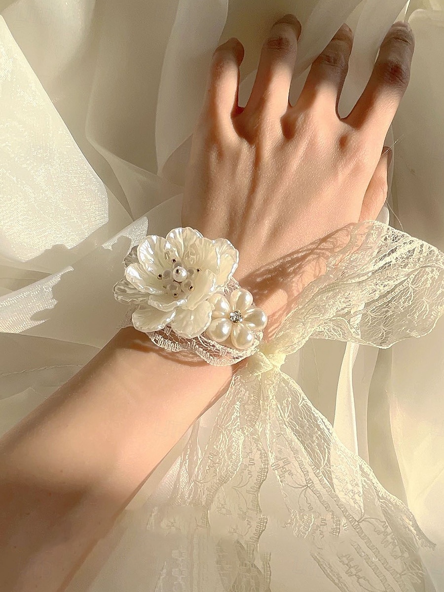 Bruiloft pols bloemen Pols Corsage Bruiloft / Evenement / Feest Stoffen Bloemenstijl 2025 - $3.49 -P5