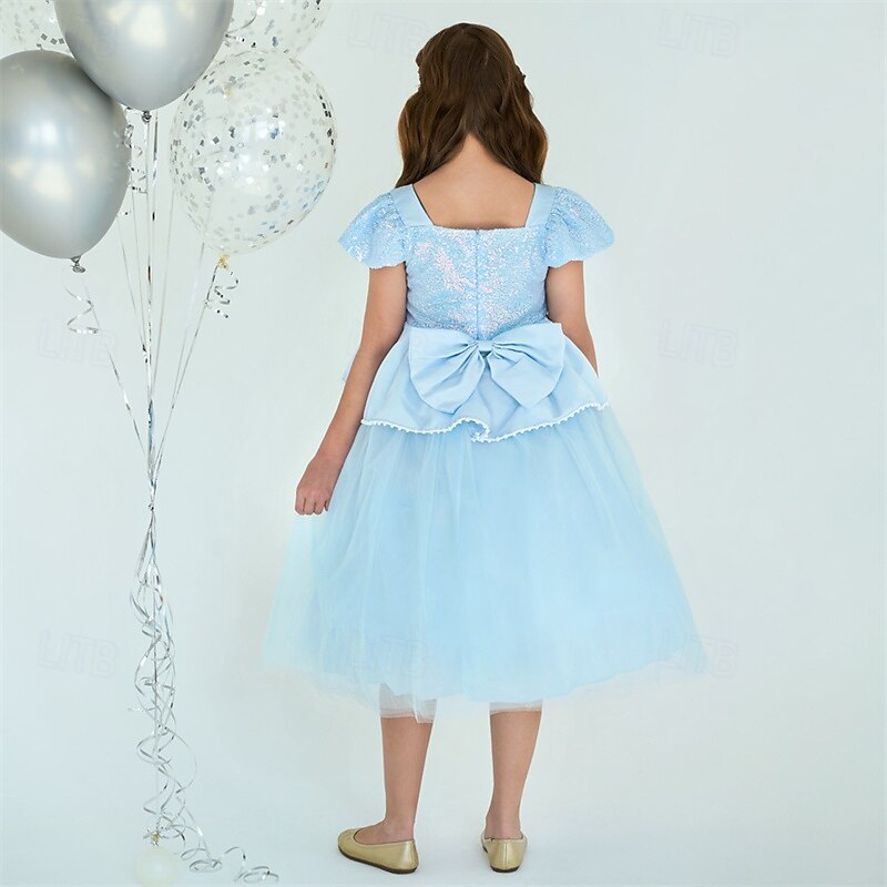 Kids Girls' Dress Color Block Sleeveless Performance Outdoor Mesh Adorable Costume Polyester Midi Casual Dress A Line Dress Tulle Dress Summer Spring 4 years+ Sky Blue 2025 - $31.99 –P5