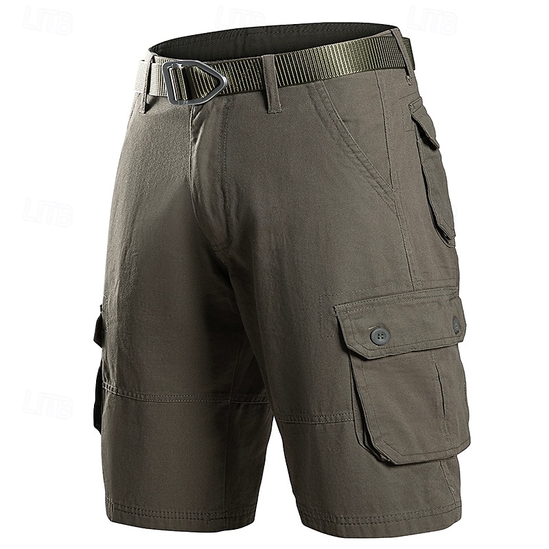 Herren Cargo Shorts Kurze Hosen Shorts Kurze Hosen Sommer-Shorts Knopf Multi Pocket Glatt Komfort tragbar Knielänge Outdoor Sport Täglich Modisch Brautkleider schlicht Schwarz Khaki 2025 - $18.99 –P1