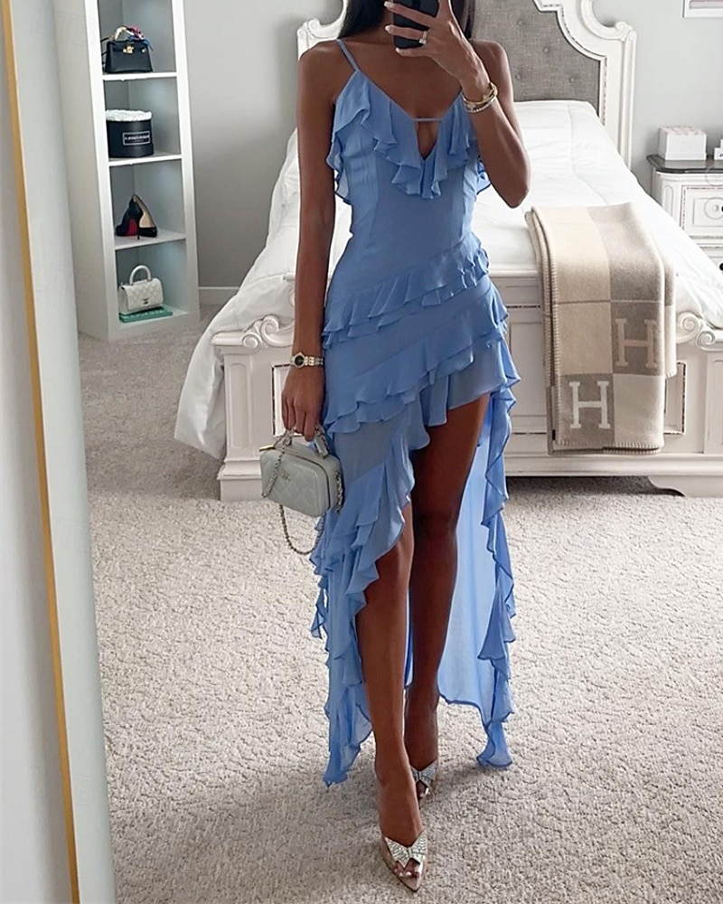 Damen Midikleid Freizeitkleid Cocktailkleid Kleid für Hochzeitsgäste Chiffonkleid Mode Outdoor Ferien Date Normale Passform Einfach Ärmellos Spaghettiträger Blau Sommer Frühling 2026 - $37.99 –P3