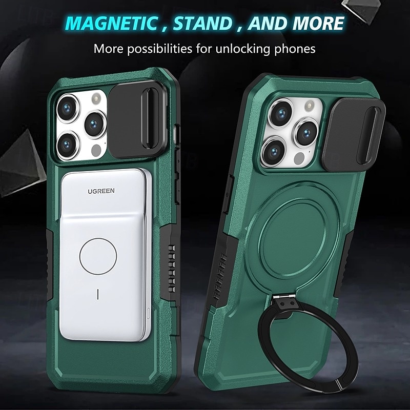 Phone Case For iPhone 16 15 14 Pro Max Plus 13 12 11 Pro Max Back Cover with Stand Holder Magnetic Support Wireless Charging Retro PC 2026 - $18.99 –P11