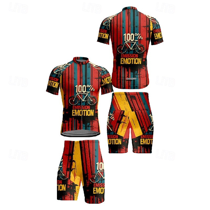 Per uomo Maglia da ciclismo con pantaloncini Manica Corta Mountain Bike MTB Ciclismo su strada Estate Primavera Autunno Nero Rosa Rosso A righe Lettere & Numeri Bicicletta Cerniera Frontale del 2026 a $47.99 –P10