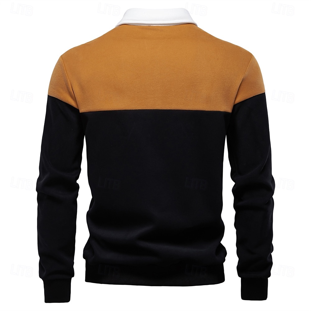 Herr Polo sweatshirt Gul Armégrön Rubinrött Blå Grön Kavajslag Färgblock Ledigt Dagligen Sport Ledigt Vår & Höst Kläder Pull Tröjor Långärmad 2025 - $25.99 –P26
