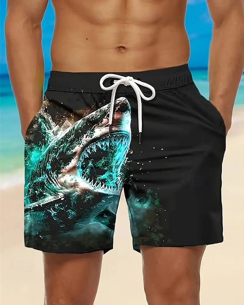 Homme Short de bain Short de Bain Natation Tissu extensible dans les 4 sens Short de bain Bas Cordon Avec poches Natation Surf Plage Sports nautiques Imprimé Eté Printemps de 2025 ? $12.99 –P1