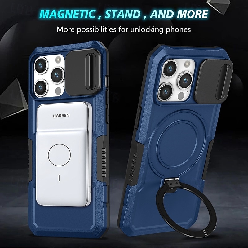 Phone Case For iPhone 16 15 14 Pro Max Plus 13 12 11 Pro Max Back Cover with Stand Holder Magnetic Support Wireless Charging Retro PC 2026 - $18.99 –P3
