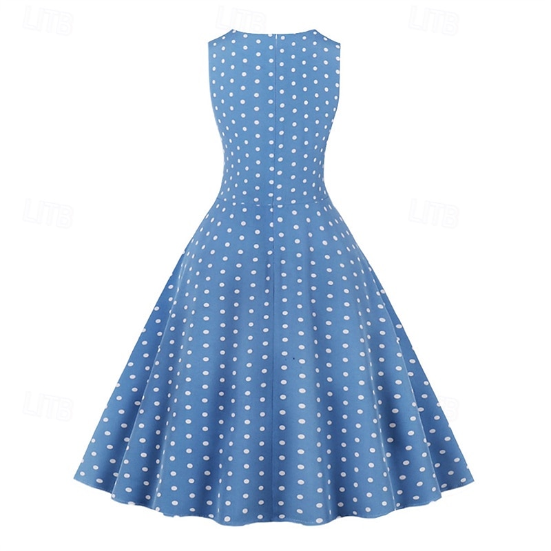 Retro 50. léta Rockabilly Šaty Houpací šaty Puntíky Dámské Karneval Plesová maškaráda Denní nošení loučení se svobodou nevěsty Dospělé Šaty Šaty pro návrat domů 2025 - $23.99 –P17