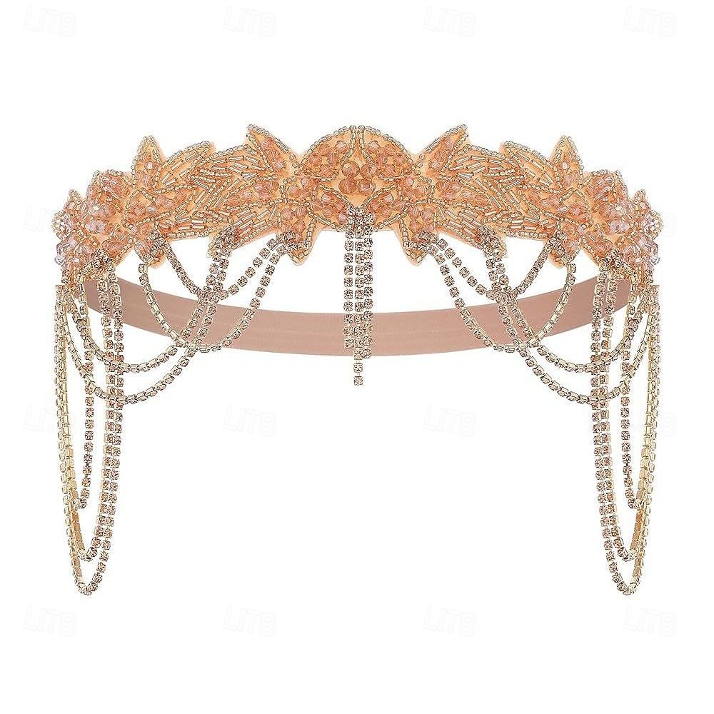 Glada 20-talet 1920-talet Flapperpannband i tjugotalsstil Den store Gatsby charleston Tofs Maskeradkläder Dam Jul Nyår alla hjärtans dag Fest Bal Möhippa Vuxna Huvudbonad 2026 - $15.99 –P4