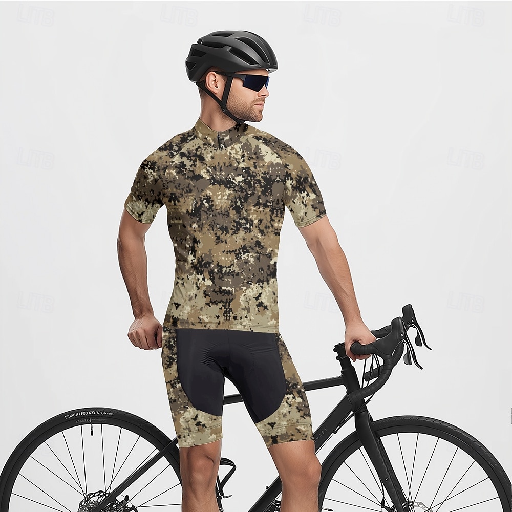 Męskie Koszulka rowerowa Kamuflaż Krótki rękaw Rower Tee Tshirt Dżersej z 3 tylnymi kieszeniami Kolarstwo górskie Szybkie wysychanie Anatomiczny kształt Odprowadzające wilgoć Oddychający Sport Ziele 2026 - $28.99 –P14