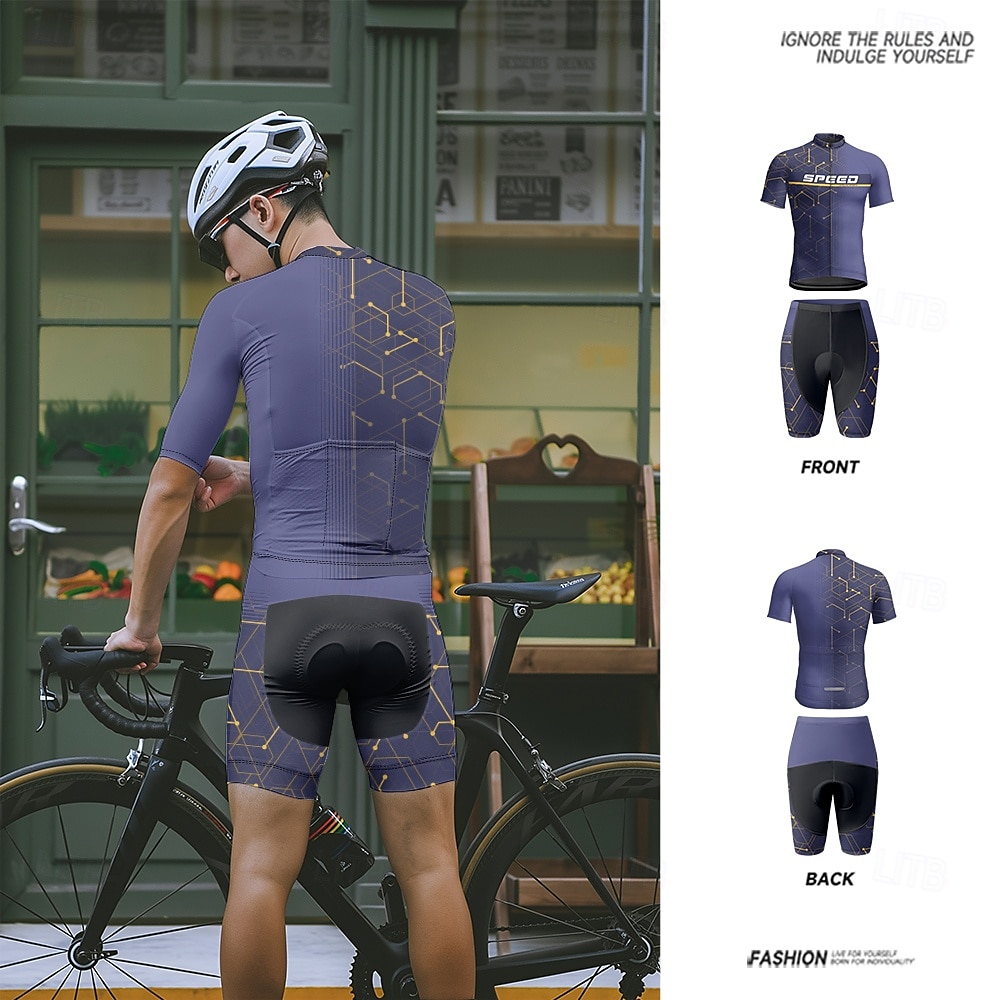Miesten Pyöräily jersey ja shortsit Lyhythihainen Maastopyöräily Maantiepyöräily Laivaston sininen Pyörä Spandex Urheilu Kirjain ja numero Vaatetus 2025 - $47.99 –P1