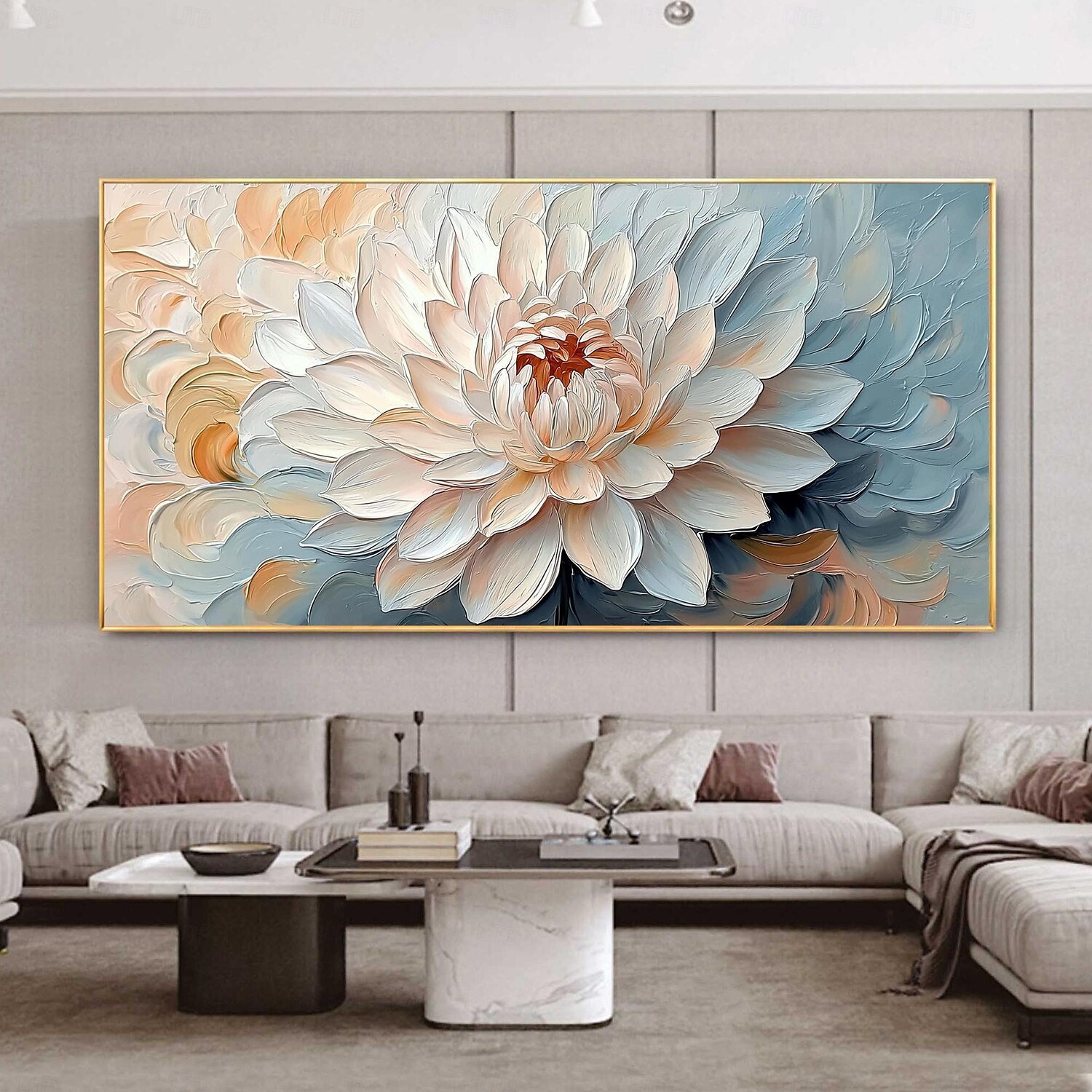 2025年 手作りのオリジナル 3D インパスト テクスチャの花の油絵 キャンバスに描かれた抽象的な咲く花の壁アート 家の装飾用 枠付き/内枠なしの絵画  コレクション – $150.99 –P1